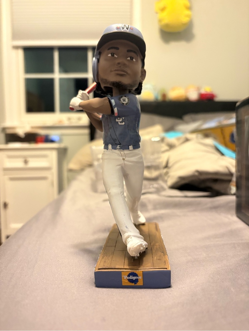 Pedigree Blue and White Baseball Batter Figurine by